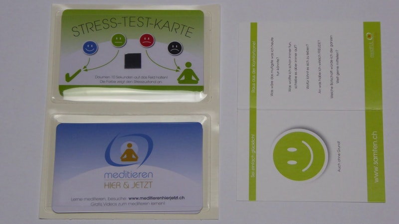 SET WITH 4 STRESS TEST CARDS; 2 SMARTPHONE STICKER POCKETS, MINDFULNESS FOLDING CARD